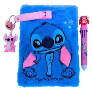 Kit caderno lilo stitch + chaveiro + caneta 10 cores